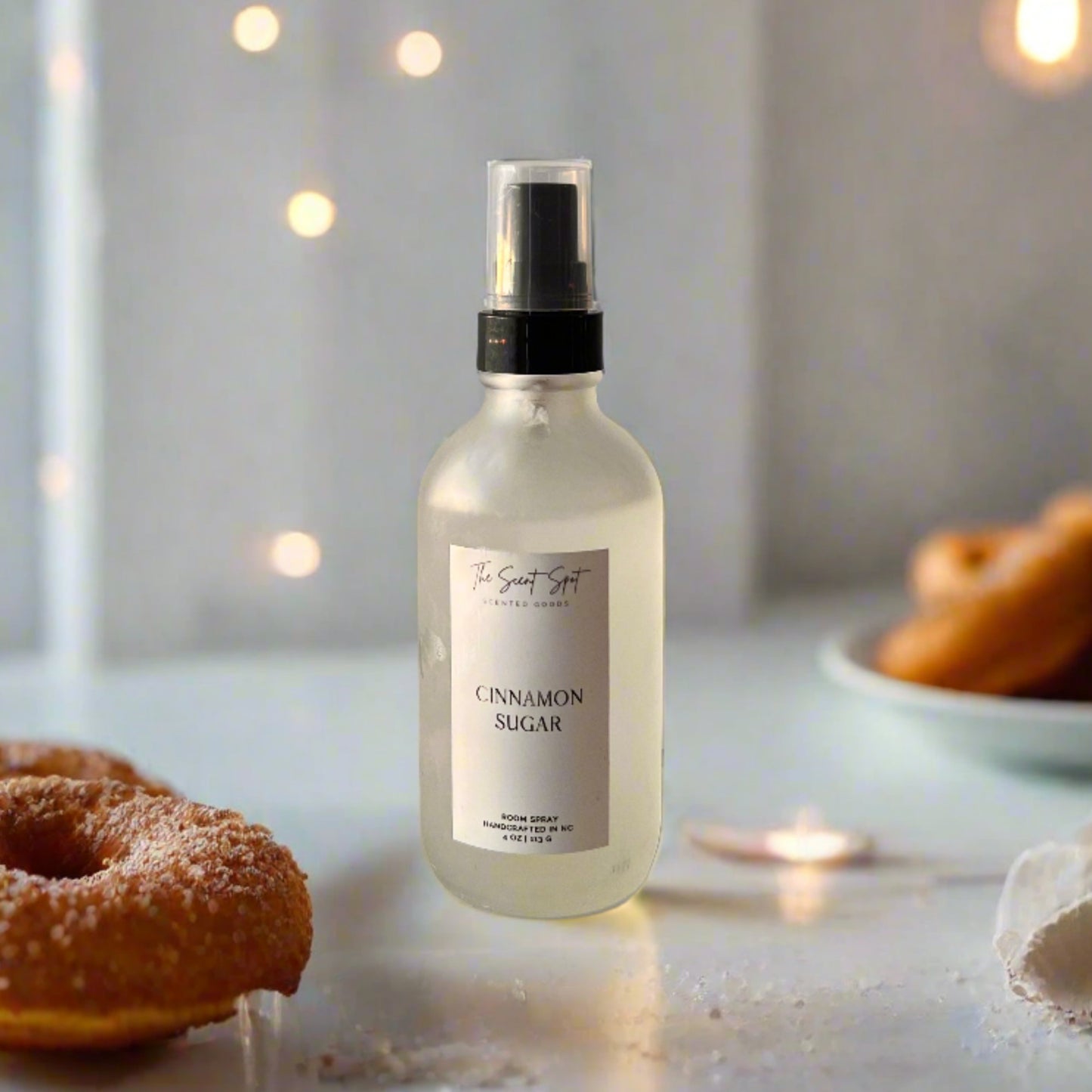 The Scent Spot Cinnamon Sugar Room SprayRoom SprayIndulge your senses in a delightful blend of spice and sweetness with our room spray. From the spicy warmth of buttery notes to the comforting essence of doughnut anCinnamon Sugar Room Spray
