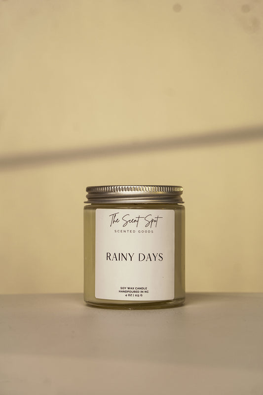 The Scent Spot Rainy Days CandleCandleThis candle combines the fresh and earthy scents of grass and ozone with the delicate and floral scent of jasmine is the perfect addition to create a calming and sooRainy Days Candle