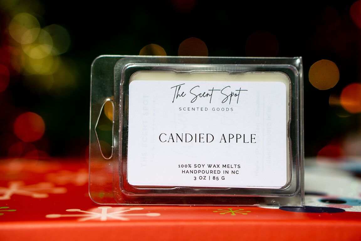 The Scent Spot Candied Apple Wax MeltsWax MeltsPicture a warm, cozy atmosphere filled with the inviting aroma of red apple and cinnamon at the very start. As the scent unfolds, the middle notes of neroli and oranCandied Apple Wax Melts