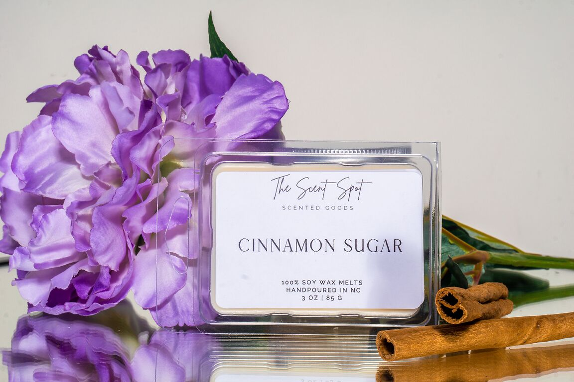 The Scent Spot Cinnamon Sugar Wax MeltsWax MeltsIndulge in the irresistible allure of our soy wax melts, embracing a delicious blend of spice and butter at the top, followed by the delightful essence of doughnut aCinnamon Sugar Wax Melts
