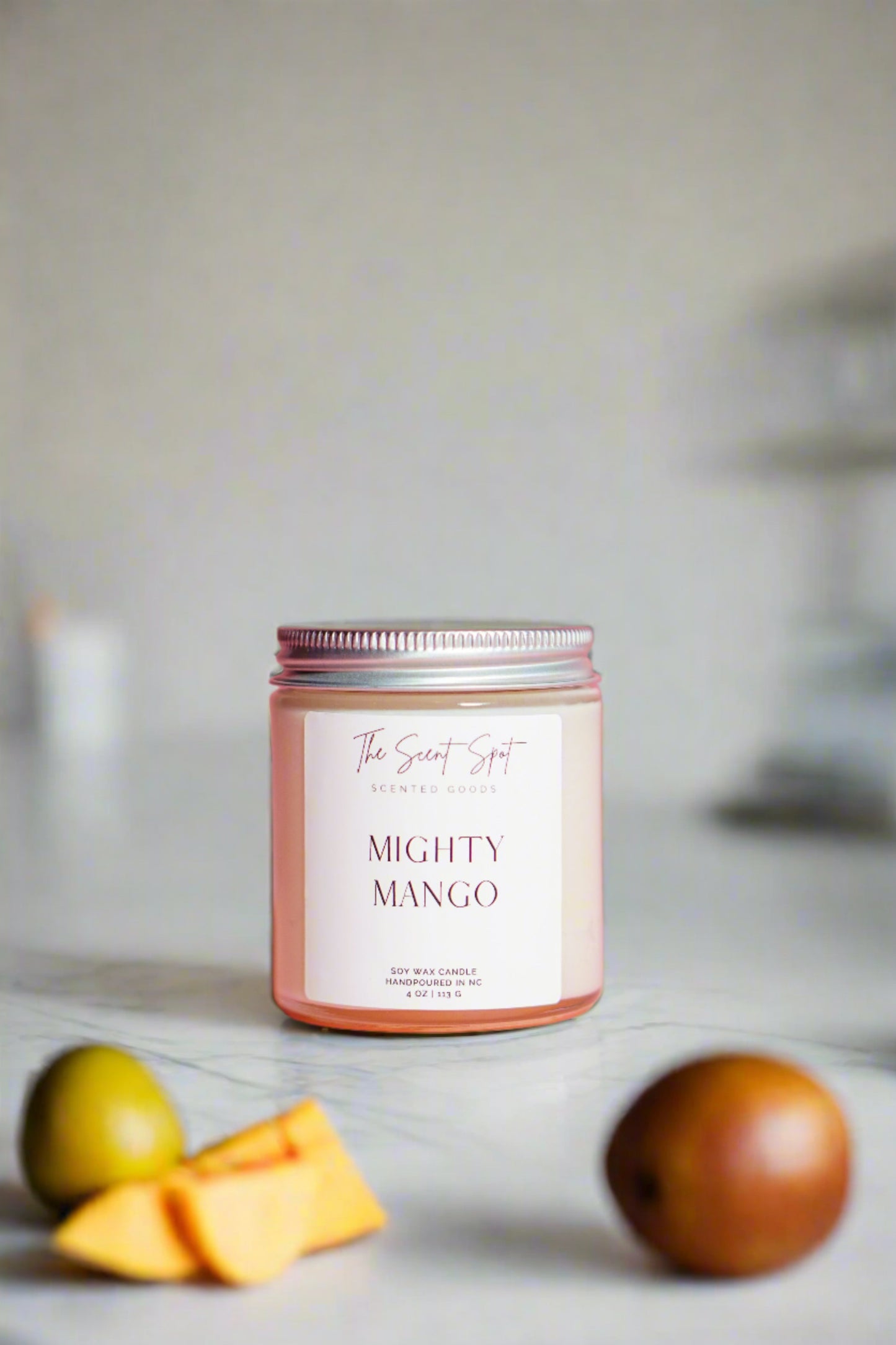 The Scent Spot Mighty Mango CandleCandleMighty Mango Notes:
Top: Orange, Pineapple
Middle: Peach, Mango
Base: Sugar, Coconut Milk
Item contains 100% soy wax which creates a much cleaner and slower, chemMighty Mango Candle